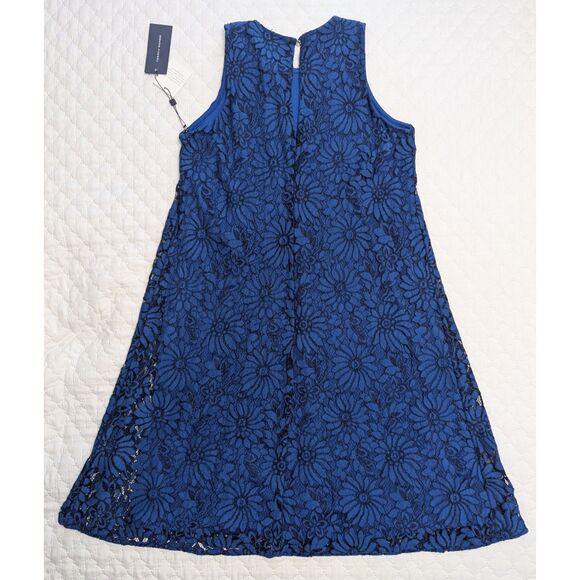 💙 Tommy Hilfiger Women’s Blue Lace Shift Dress Size 2 NWT - Picture 4 of 10